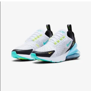 Nike Air Max 270 White and Teal Athletic Shoes