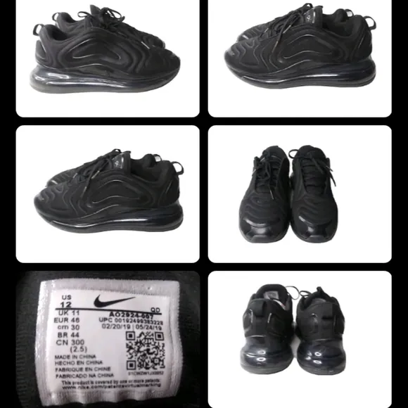 Nike Air Max 720 'Triple Black' Men’s Size 12 Shoes  A02924-007