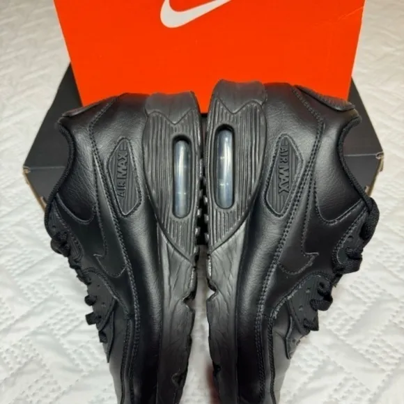 Nike Air Max 90 Triple Black LTR Grade School Boy 6.5Y Sneakers Running Shoes