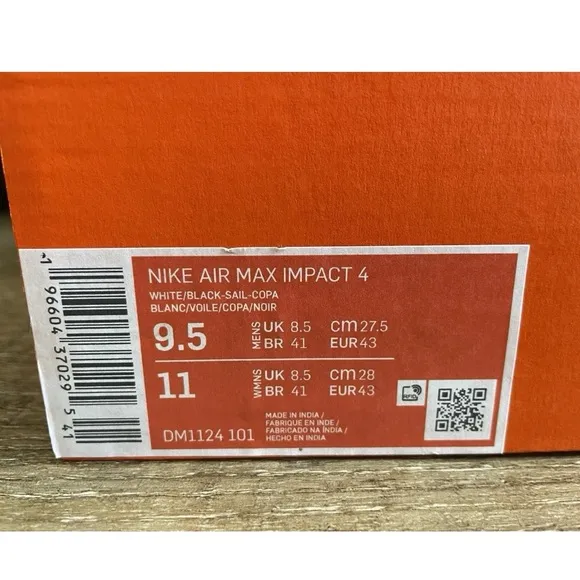 Nike Air Max Impact 4 Basketball Shoes White Copa Black Men’s Sz 9.5 DM1124-101
