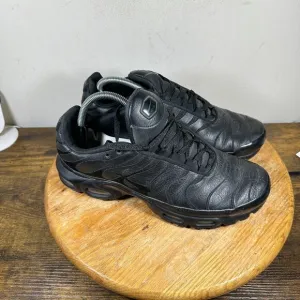 Nike Air Max Plus TN Triple Black Leather  Men’s Size 9.5 Shoes AJ2029-001