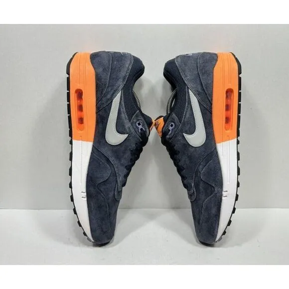 Nike Air Max 1 Dark Obsidian Atomic Orange 512033-400 Men's Size 12 Suede Shoes