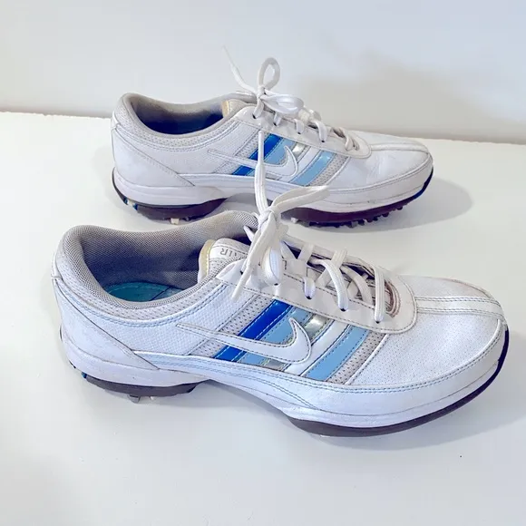 Nike Air Women’s Golf Shoes size 7 White With Blue Stripes