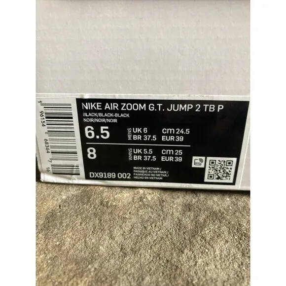 Nike Air Zoom GT Jump 2 TB P Triple Black Shoes DX9189-002 Men's 6.5 Women’s 8