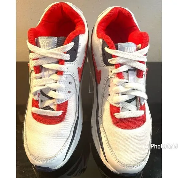 Nike Air Max 90 GS Denim Youth Low Sneaker Shoe DJ5177-100 White/Red/Blue 5Y