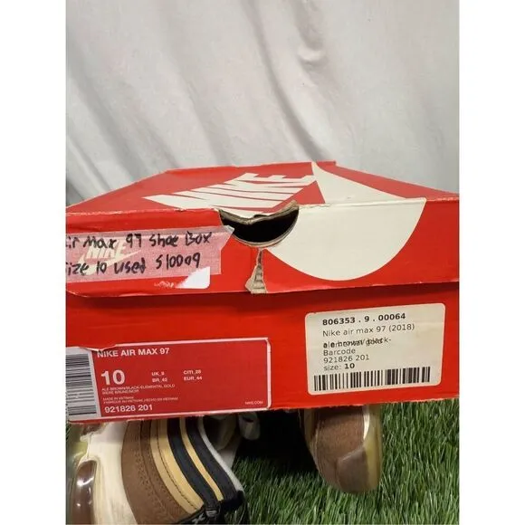 Nike Air Max 97 ‘Unboxed - Bar Code’  Mens sz 10 US 921826-201 Pre-Owned &amp; Laces
