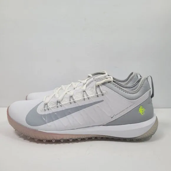 Nike Alpha Huarache 7 Pro TF Lax Men's White Gray Shoes CJ0235-101 US Sz 10.5