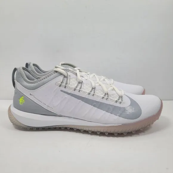 Nike Alpha Huarache 7 Pro TF Lax Men's White Gray Shoes CJ0235-101 US Sz 10.5