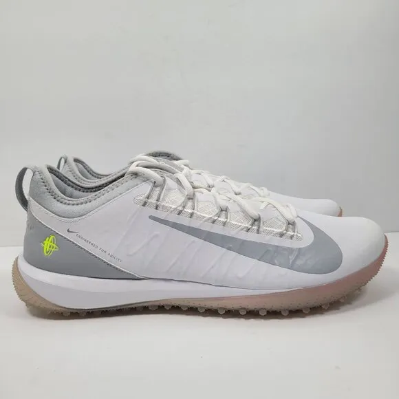 Nike Alpha Huarache 7 Pro TF Lax Men's White Gray Shoes CJ0235-101 US Sz 13 NWB