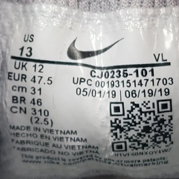 Nike Alpha Huarache 7 Pro TF Lax Men's White Gray Shoes CJ0235-101 US Sz 13 NWB