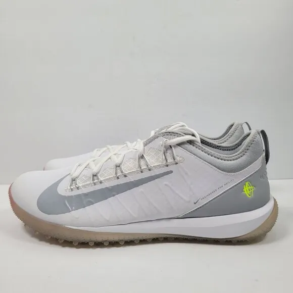Nike Alpha Huarache 7 Pro TF Lax Men's White Gray Shoes CJ0235-101 US Sz 13 NWB