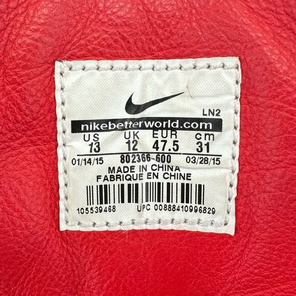 NIKE &quot;KOBE X EXT MID&quot; (KOBE 10) UNIVERSITY RED LEATHER SNEAKERS