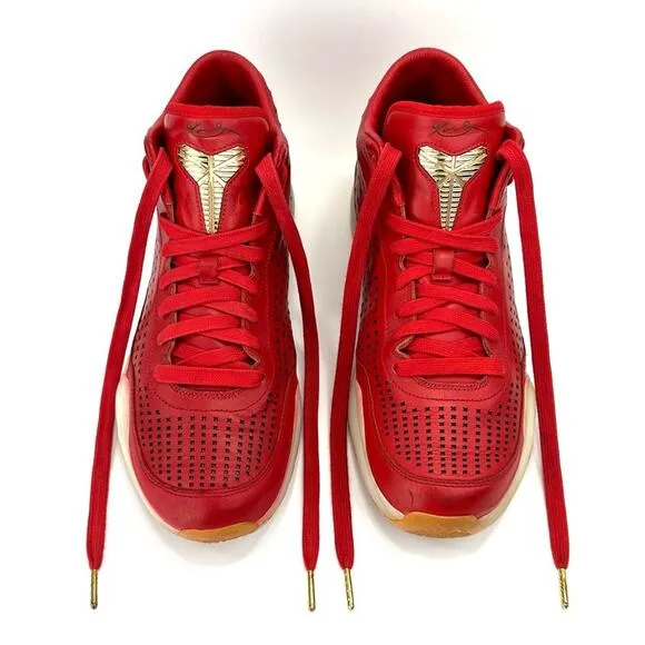 NIKE &quot;KOBE X EXT MID&quot; (KOBE 10) UNIVERSITY RED LEATHER SNEAKERS