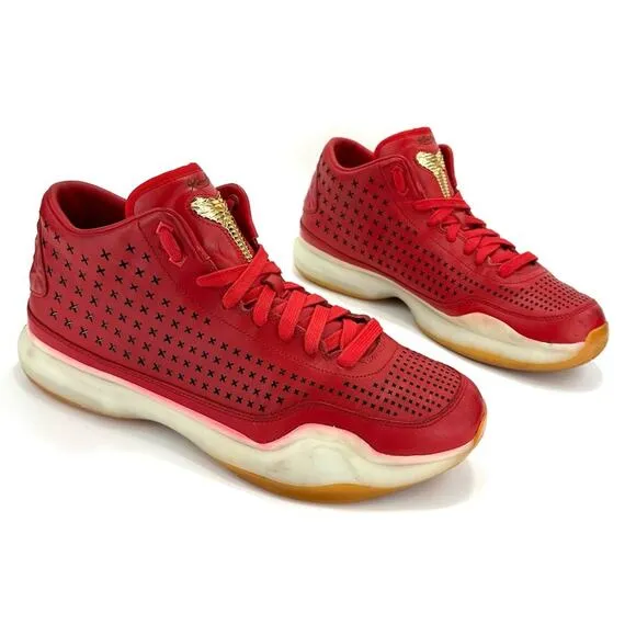 NIKE &quot;KOBE X EXT MID&quot; (KOBE 10) UNIVERSITY RED LEATHER SNEAKERS