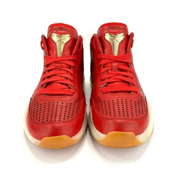 NIKE &quot;KOBE X EXT MID&quot; (KOBE 10) UNIVERSITY RED LEATHER SNEAKERS