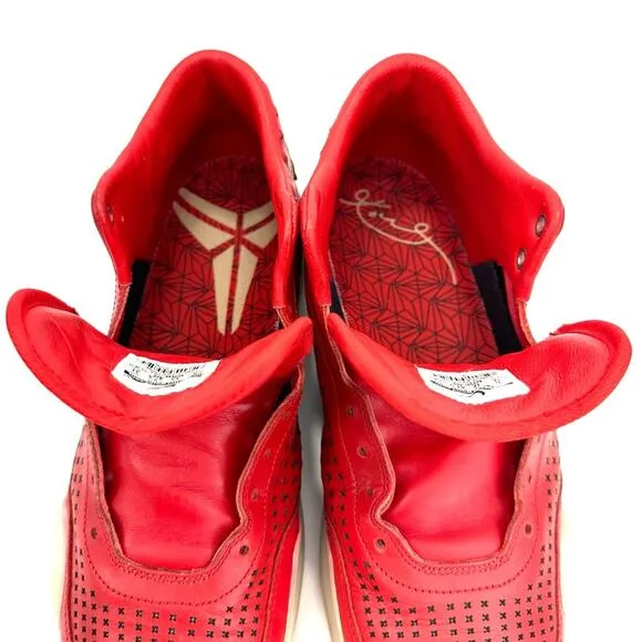 NIKE &quot;KOBE X EXT MID&quot; (KOBE 10) UNIVERSITY RED LEATHER SNEAKERS