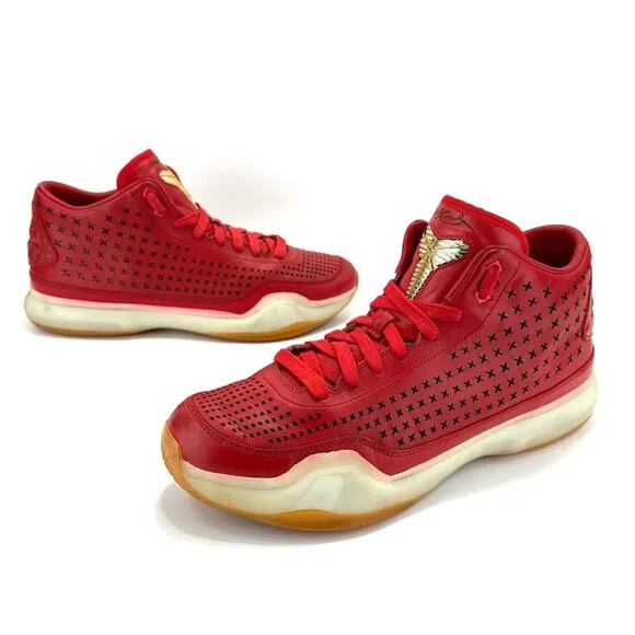NIKE &quot;KOBE X EXT MID&quot; (KOBE 10) UNIVERSITY RED LEATHER SNEAKERS