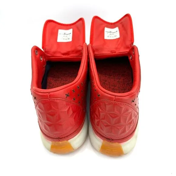 NIKE &quot;KOBE X EXT MID&quot; (KOBE 10) UNIVERSITY RED LEATHER SNEAKERS