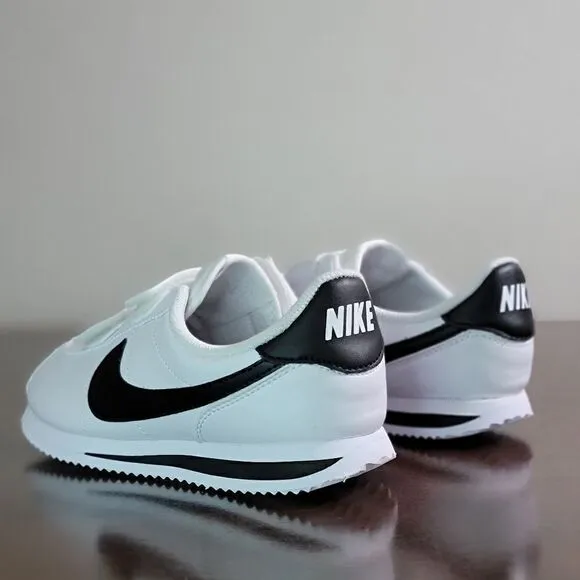 Nike Cortez Leather White Black Kids Sportswear Shoes Sneakers Size 3 Y 3Y New