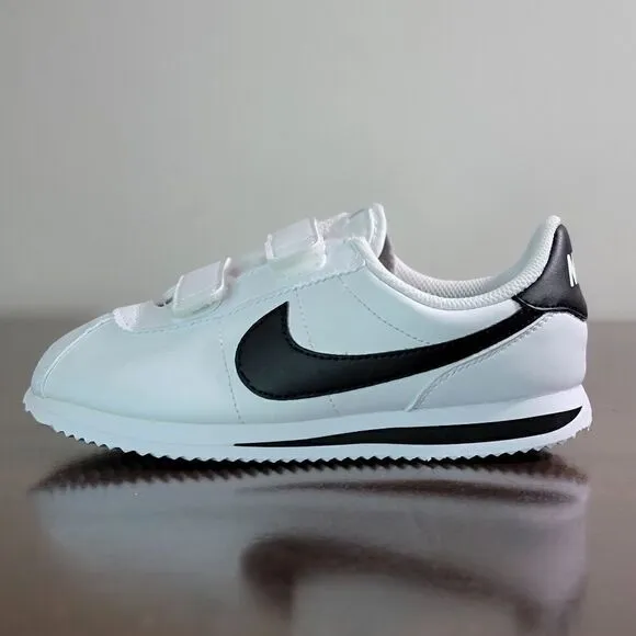 Nike Cortez Leather White Black Kids Sportswear Shoes Sneakers Size 3 Y 3Y New