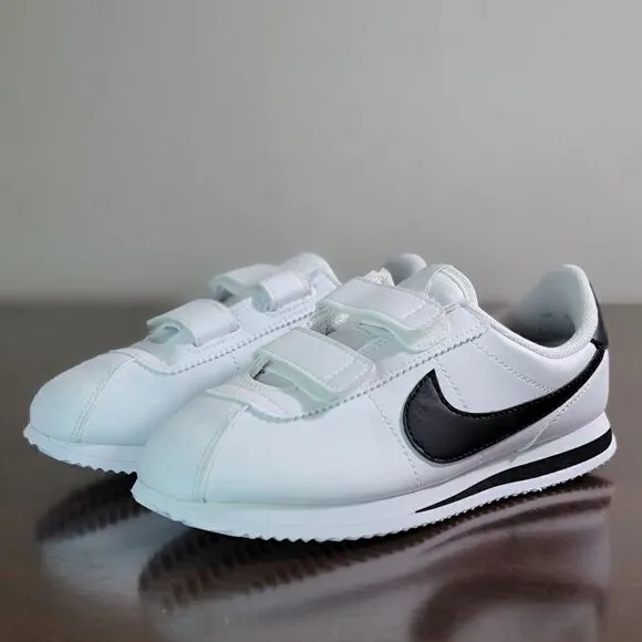 Nike Cortez Leather White Black Kids Sportswear Shoes Sneakers Size 3 Y 3Y New