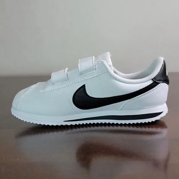 Nike Cortez Leather White Black Kids Sportswear Shoes Sneakers Size 3 Y 3Y New