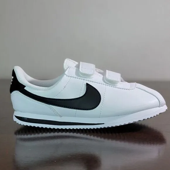 Nike Cortez Leather White Black Kids Sportswear Shoes Sneakers Size 3 Y 3Y New
