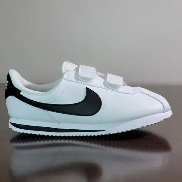 Nike Cortez Leather White Black Kids Sportswear Shoes Sneakers Size 3 Y 3Y New