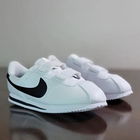 Nike Cortez Leather White Black Kids Sportswear Shoes Sneakers Size 3 Y 3Y New