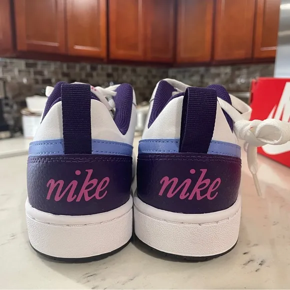 Nike Court Low white and purple Shoes, Women Size 8.5 only BQ5448-106