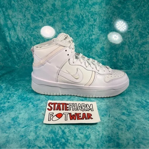 Nike Dunk High Up Summit White Women’s Leather Retro Sneakers Shoes Size 10