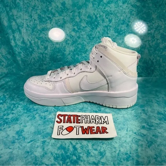Nike Dunk High Up Summit White Women’s Leather Retro Sneakers Shoes Size 10