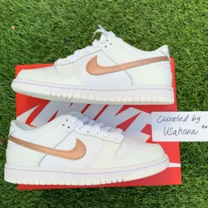 Nike Dunk low GS white rose gold shoes