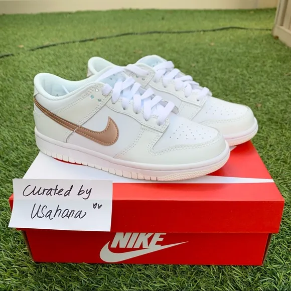 Nike Dunk low GS white rose gold shoes