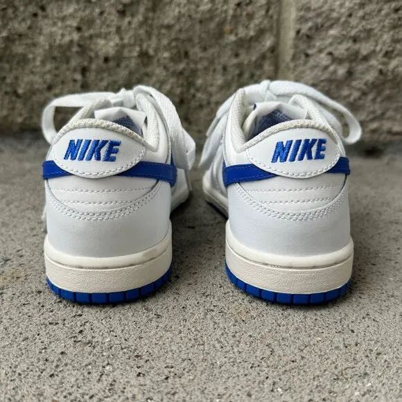 NIKE Dunk Low Retro Sneakers 1.5 33 EU White Blue Running Shoes EUC Kids Shoe