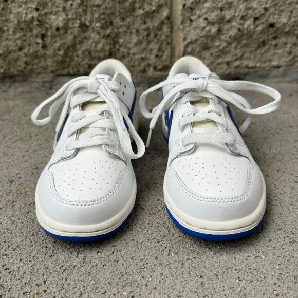 NIKE Dunk Low Retro Sneakers 1.5 33 EU White Blue Running Shoes EUC Kids Shoe