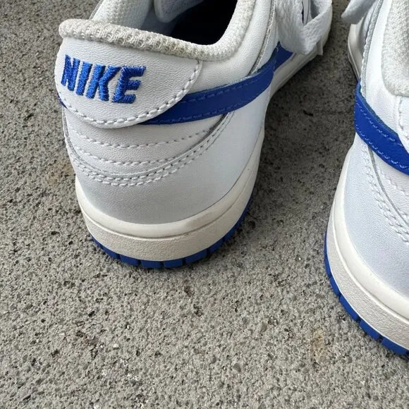 NIKE Dunk Low Retro Sneakers 1.5 33 EU White Blue Running Shoes EUC Kids Shoe