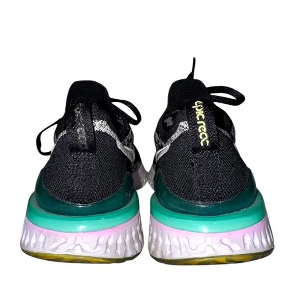 Nike Epic React Flyknit 2 GS Oreo Black Sneakers Kids 7 7Y AQ3244 Running Shoes