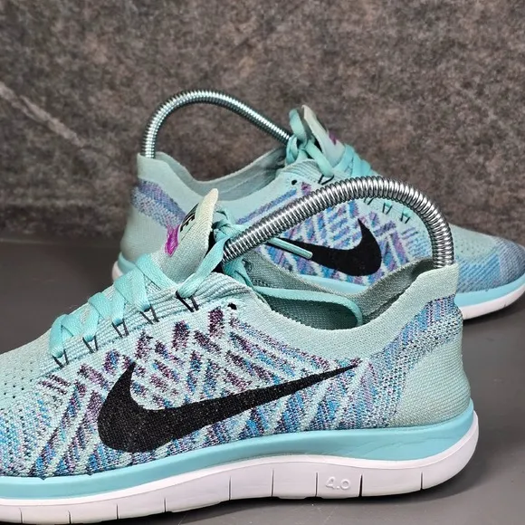 Nike‎ Free 4.0 Flyknit Running Shoes Lightweight Athletic Blue Size 8