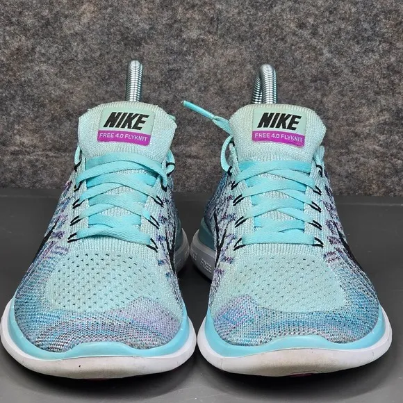 Nike‎ Free 4.0 Flyknit Running Shoes Lightweight Athletic Blue Size 8