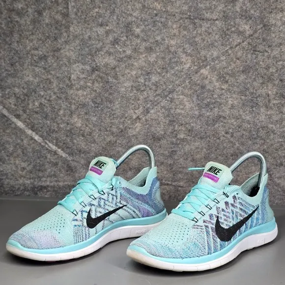 Nike‎ Free 4.0 Flyknit Running Shoes Lightweight Athletic Blue Size 8