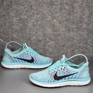 Nike‎ Free 4.0 Flyknit Running Shoes Lightweight Athletic Blue Size 8