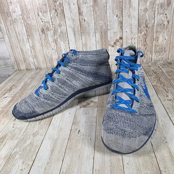 Nike Free Flyknit Chukka Running Shoes Sneakers Blue Gray Mens Size 13