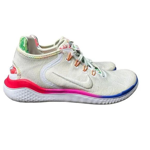 Nike Free RN 2018 T-Shirt White‎ Speed Multicolor AH3966 Men Sz 10.5 Dream #S29