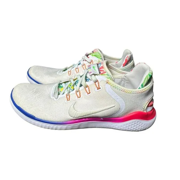 Nike Free RN 2018 T-Shirt White‎ Speed Multicolor AH3966 Men Sz 10.5 Dream #S29
