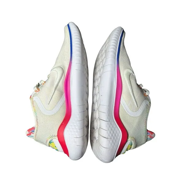 Nike Free RN 2018 T-Shirt White‎ Speed Multicolor AH3966 Men Sz 10.5 Dream #S29