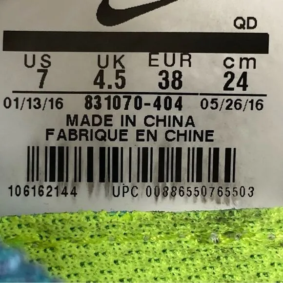 Nike Free RN Flyknit Running Shoes Athletic 831070-404 Ocean Fog Blue Women’s 7