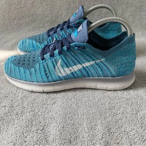 Nike Free RN Flyknit Running Shoes Athletic 831070-404 Ocean Fog Blue Women’s 7