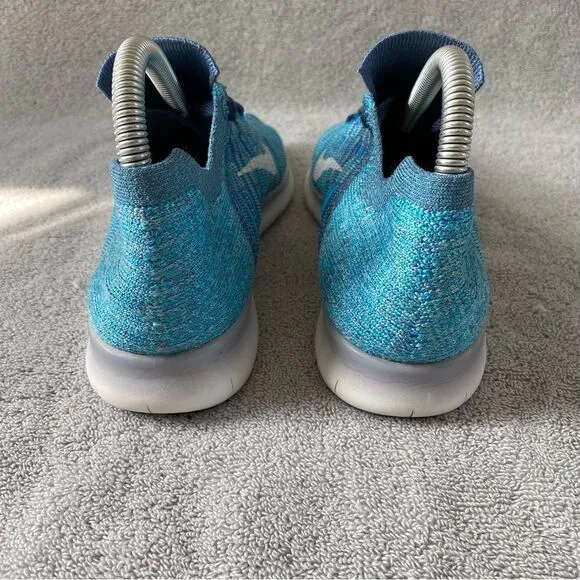 Nike Free RN Flyknit Running Shoes Athletic 831070-404 Ocean Fog Blue Women’s 7