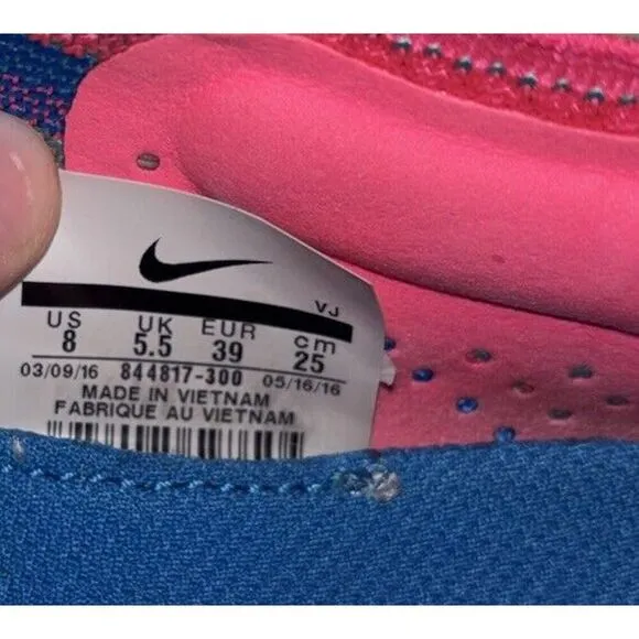 Nike Free Focus Flyknit Running Sneakers Shoes Women’s Size 8 844817-300 Teal